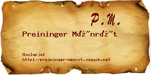 Preininger Ménrót névjegykártya